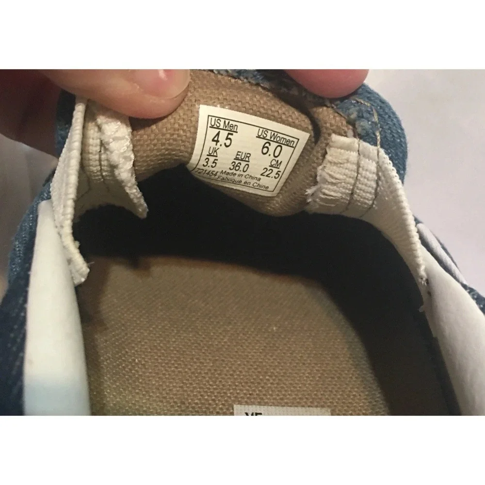 Vans Slip‎ On Blue Denim Ombré Shoes Size Womens 6, Mens 4.5